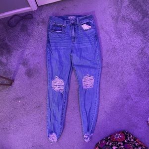 light washed distressed jeans